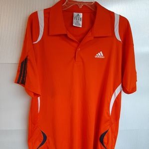 ADIDAS MENS ORANGE AND WHITE STRIPES SHIRT SIZE 2X